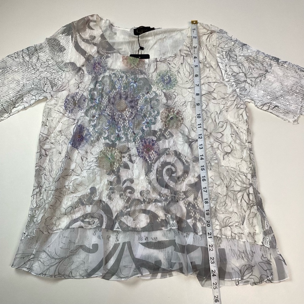 Goa Women’s Floral Lace Blouse Size L White Multi NWT